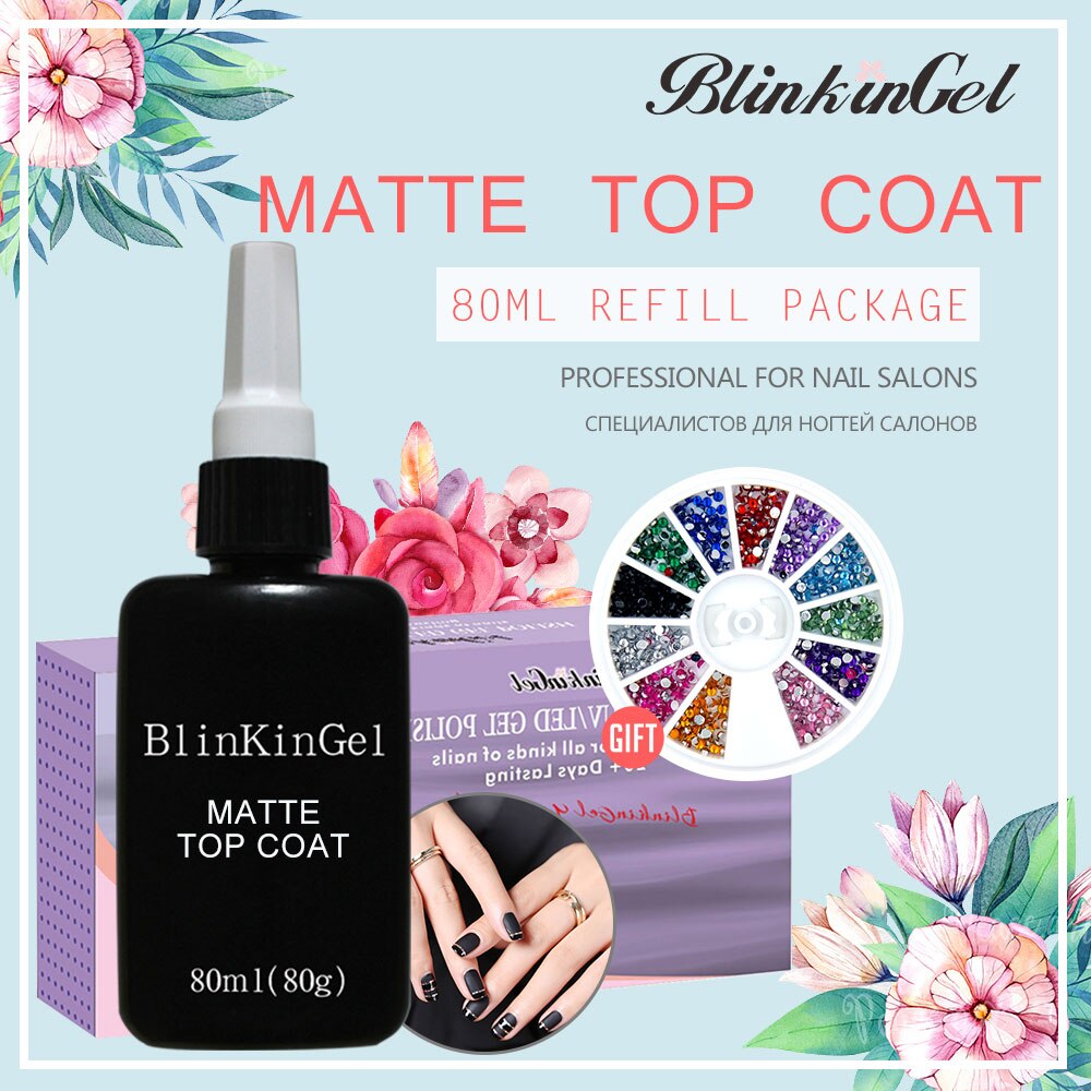 BlinkinGel 1 stks 80 ml Matte Top Coat Set Gel Vernis Peel Off Nagellak in Vorst Nail Kleur Transparant mate Top Jas Clear