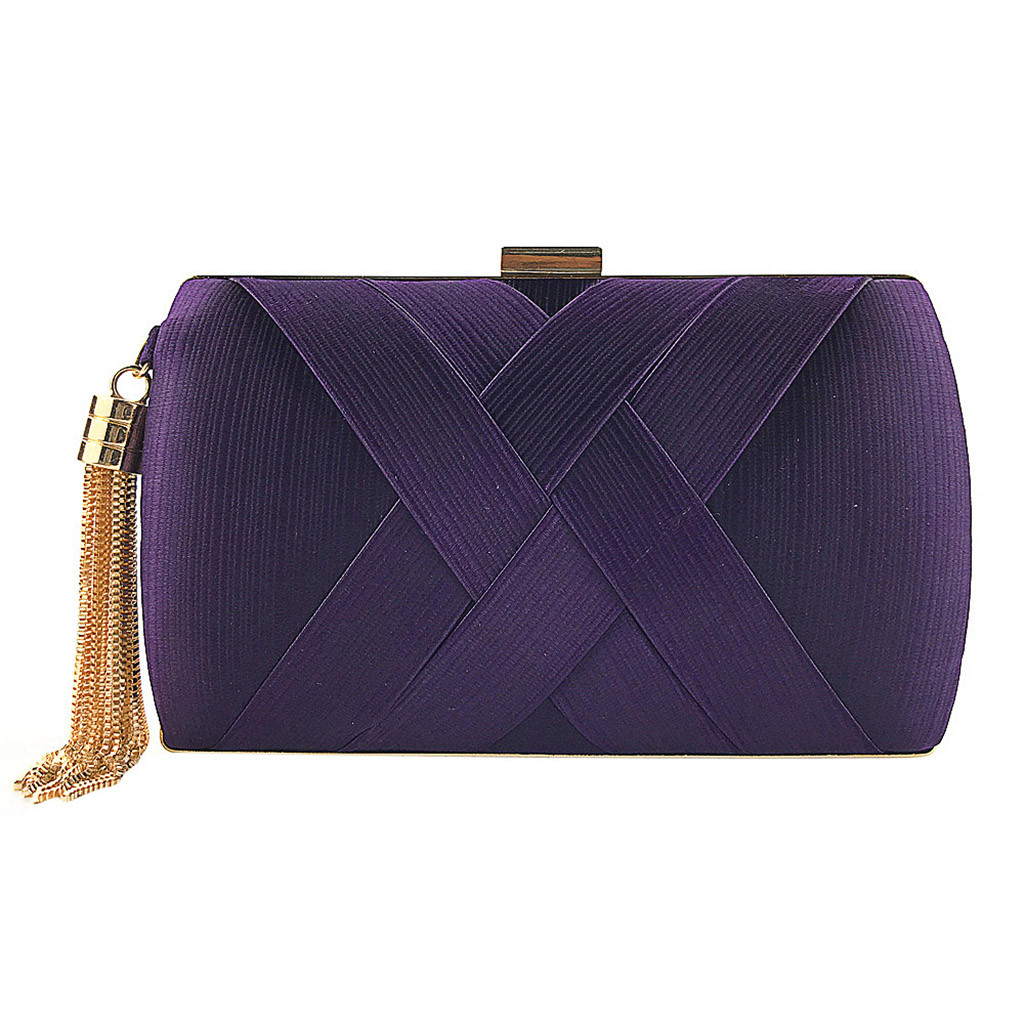 Nova Chegada de Metal Borla Senhora Bolsas Estilo Clássico Pequena Bolsa de Ombro Cadeia Saco de Embreagem Dia Sacos de Embreagem Marca de Luxo # l10: ROXO