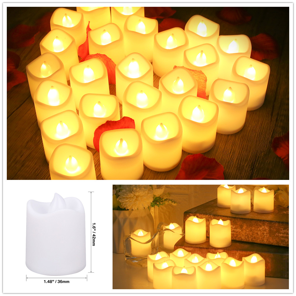 12/24 Stuks Pack Vlamloze LED Kaars Wens Theelichtje Warm Wit Batterij-aangedreven Kaarsen Halloween Kerst Bruiloft Decor