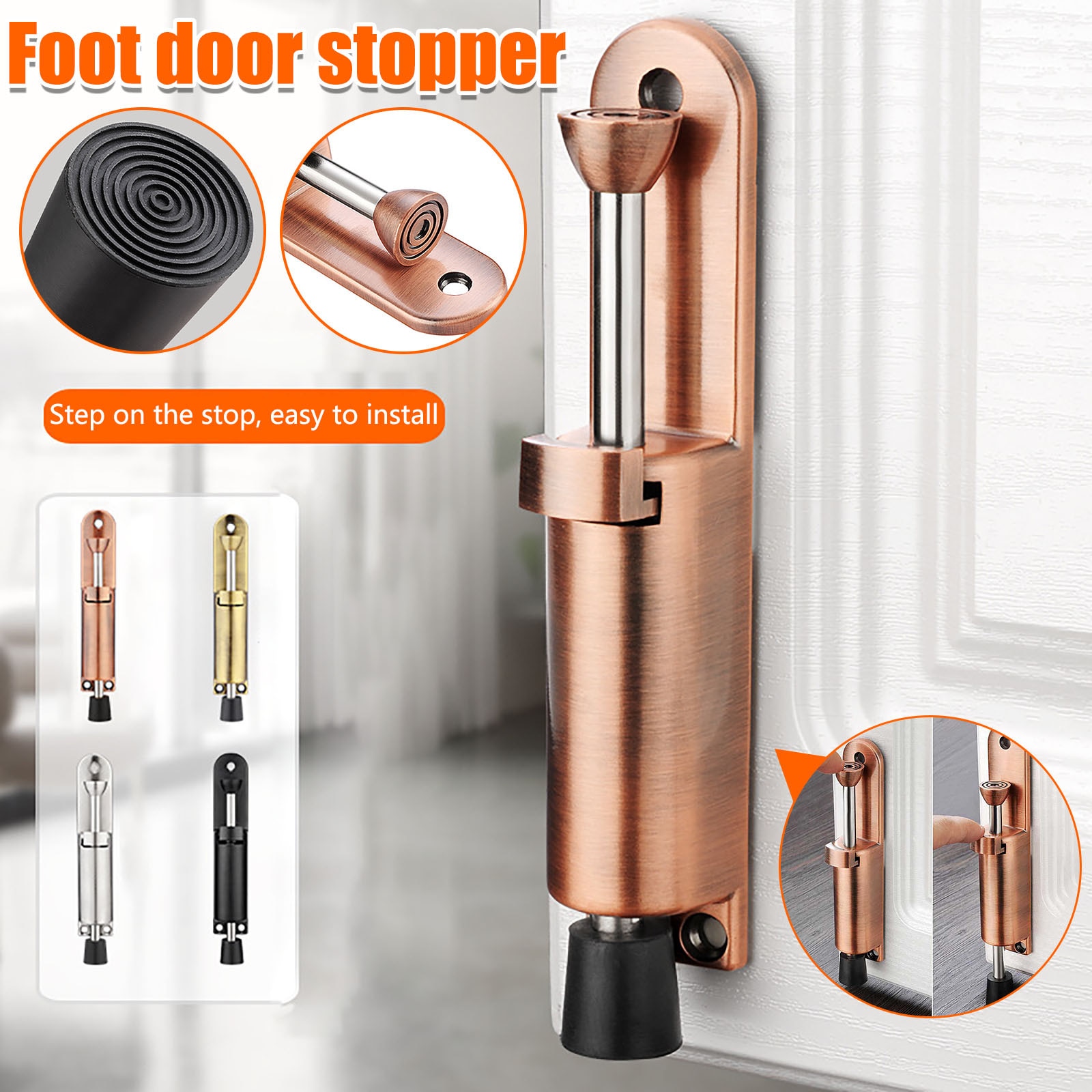 Kickdown Door Stops Foot-operated Lever Adjustable Kickdown Bronze Door Holder Door Stop Hardware Door Buffer Fittings