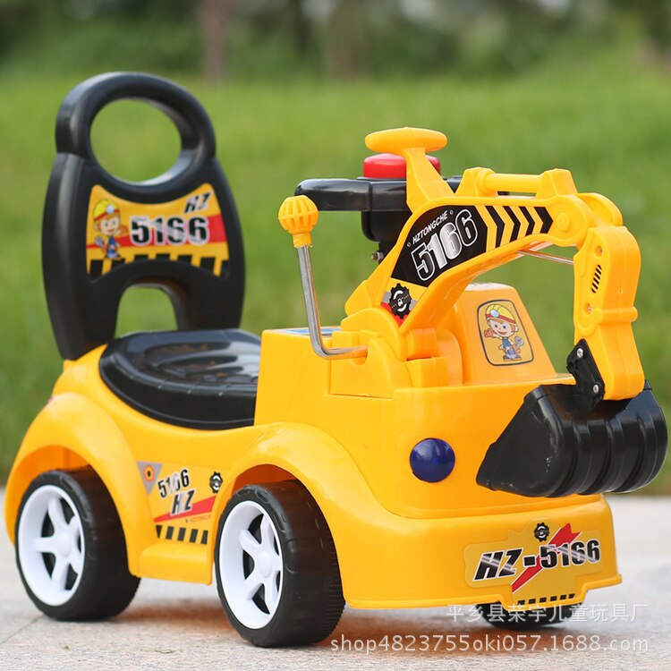 Children&#39;s Excavator RC Car Ride On Toys Balance Walker Simulation Electric Excavator With Music Outdoor Sports Toys for 2-6 Y: Yellow