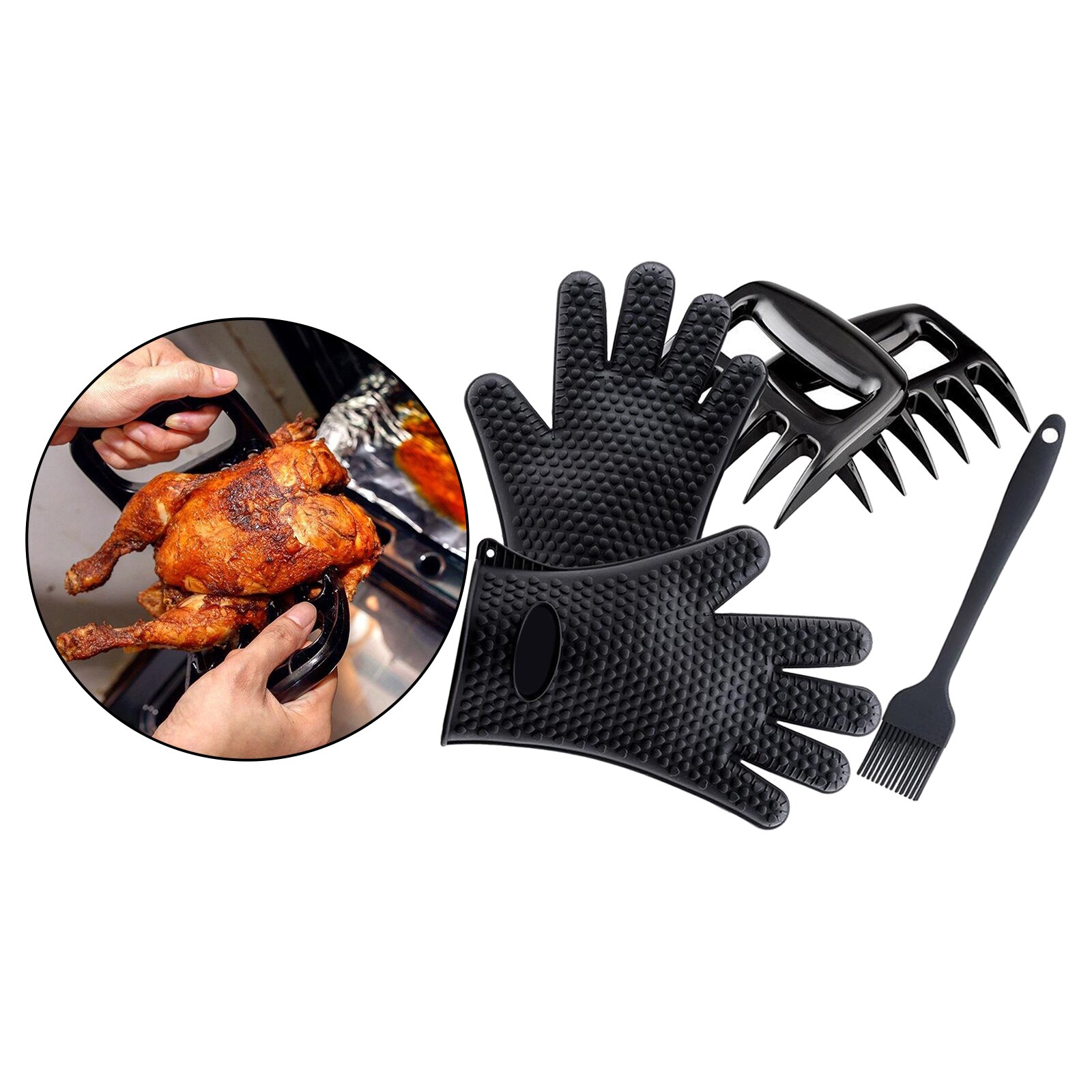 BBQ Metal Meat Shredder Claw Food Meat Forks Wooden Handle Chicken Turkey Claws Barbecue Tools Kit