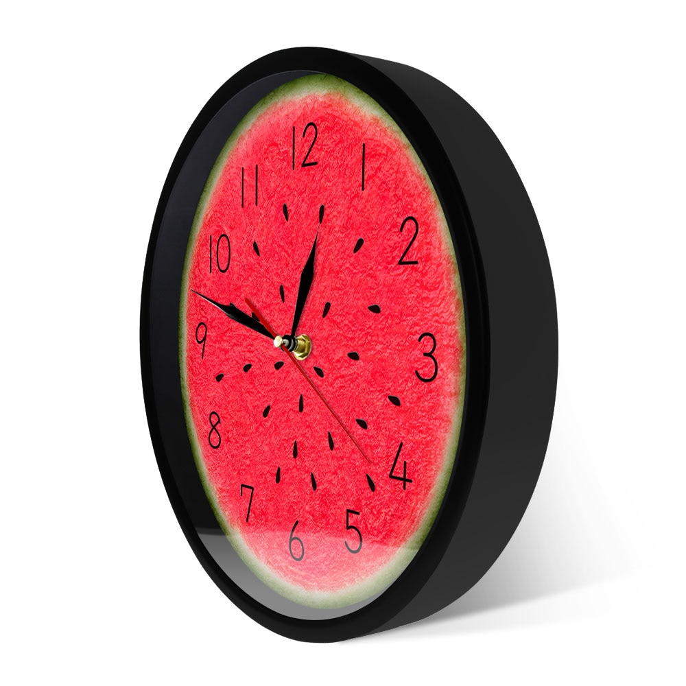 Summer Time Watermelon Modern Wall Clock With Numbers Tropical Kitchen Wall Art Decor Fruit Style Silent Quartz Round Wall Clock
