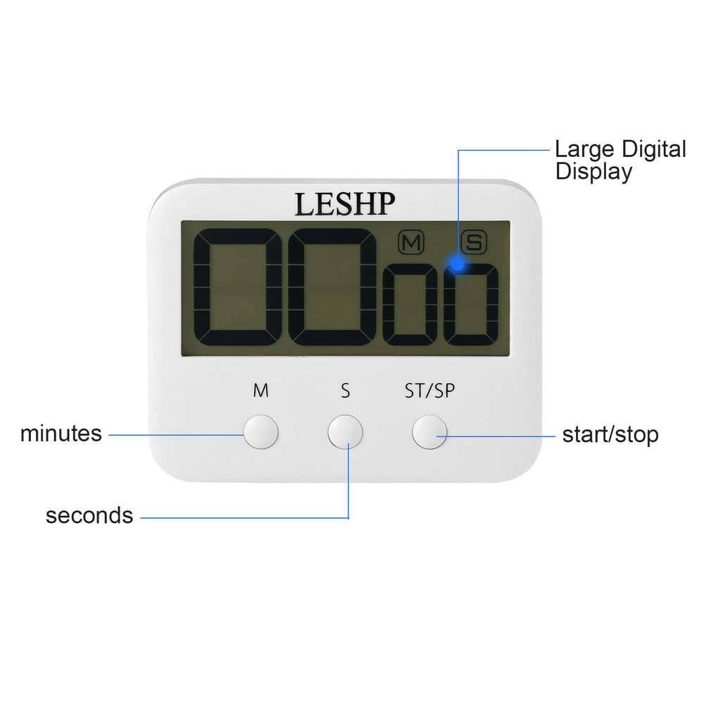 LESHP Kitchen Timer Loud Countdown Timer with Magnetic Large Display Screen Clockwise Function Simple Operation Compact