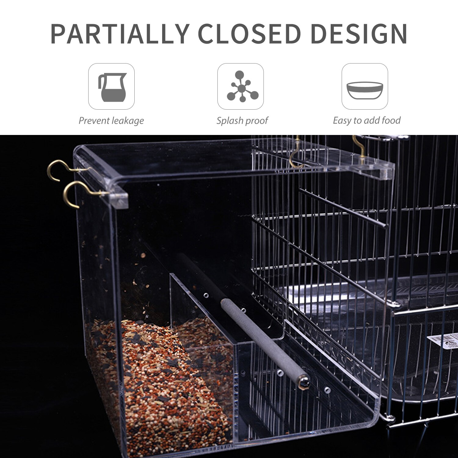 Hanging Bird Feeder for Cage Bird Feeder House Hanging Parrot Food Feeder Container Birdfeeders Acrylic Cage Accessories