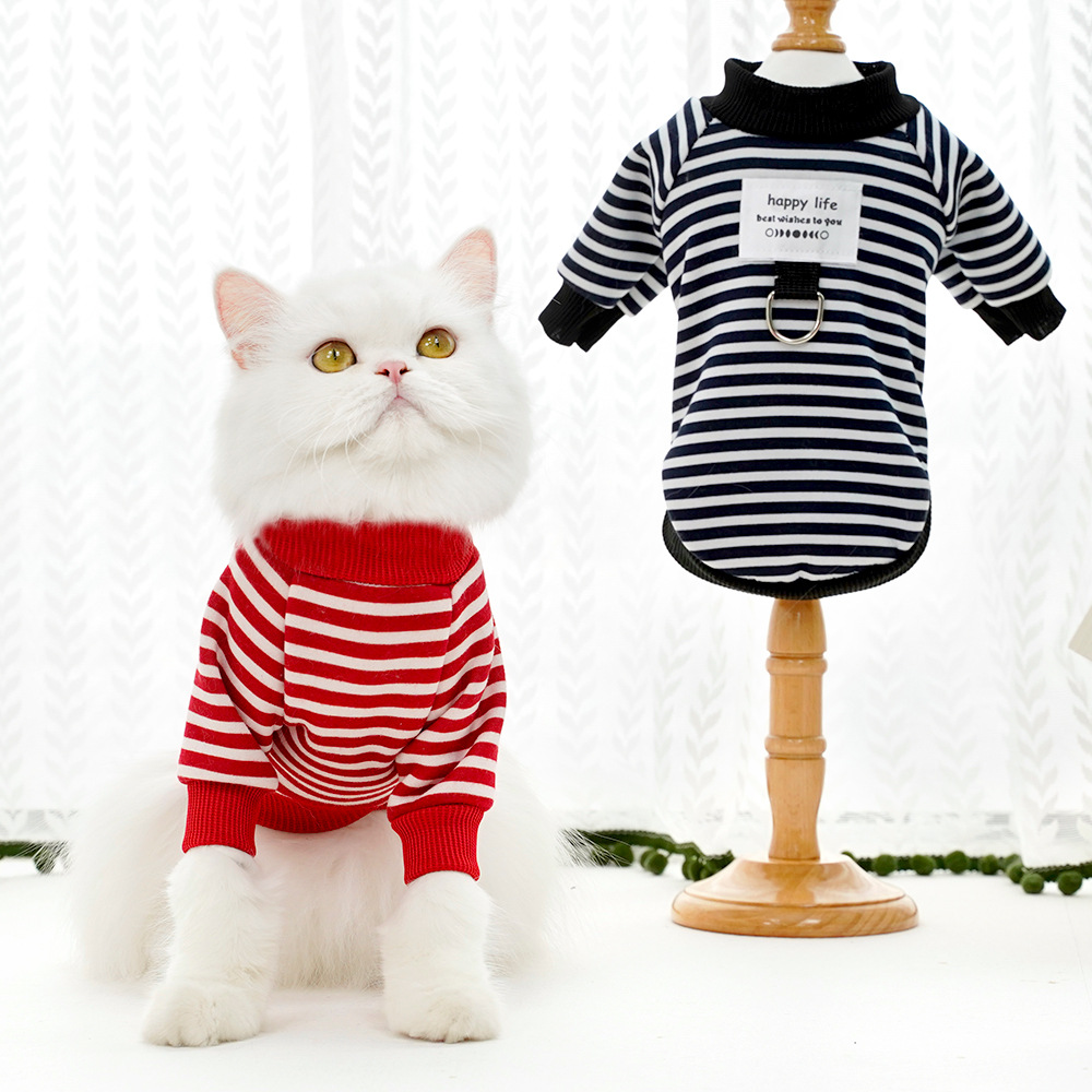 Dog Clothes for Small Dogs Striped Hoodies Autumn Winter Jacket Pet Pullover Dog Wram Coat Chihuahua Yorkie Puppy Sweatshirt