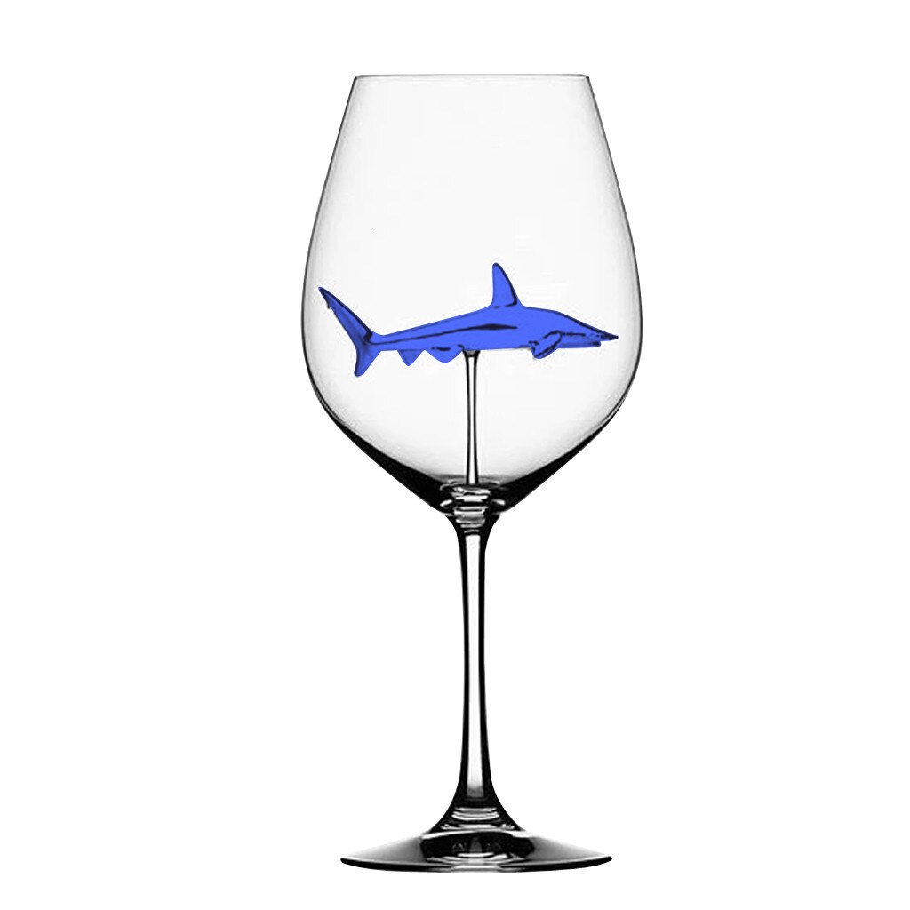 Glasskopp europeisk krystallglasshai rødvinglasskopp vinflaskeglass høyhælhai rødvinskopp bryllupsfest: Blå 1