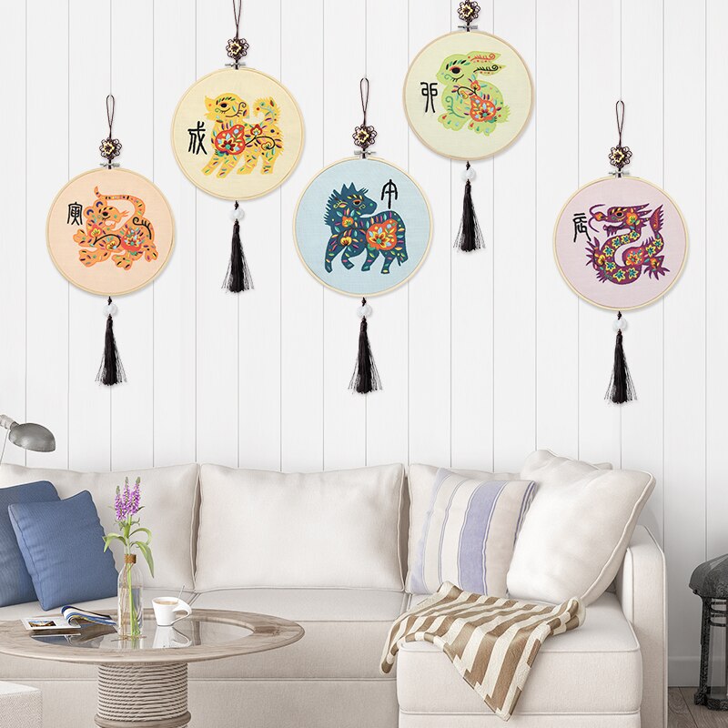 Handwerken Praktijk Kits Zodiac Diy Linten Borduren Voor Beginner Kruissteek Muurschildering Art Home Decoratie Voldoen Sets