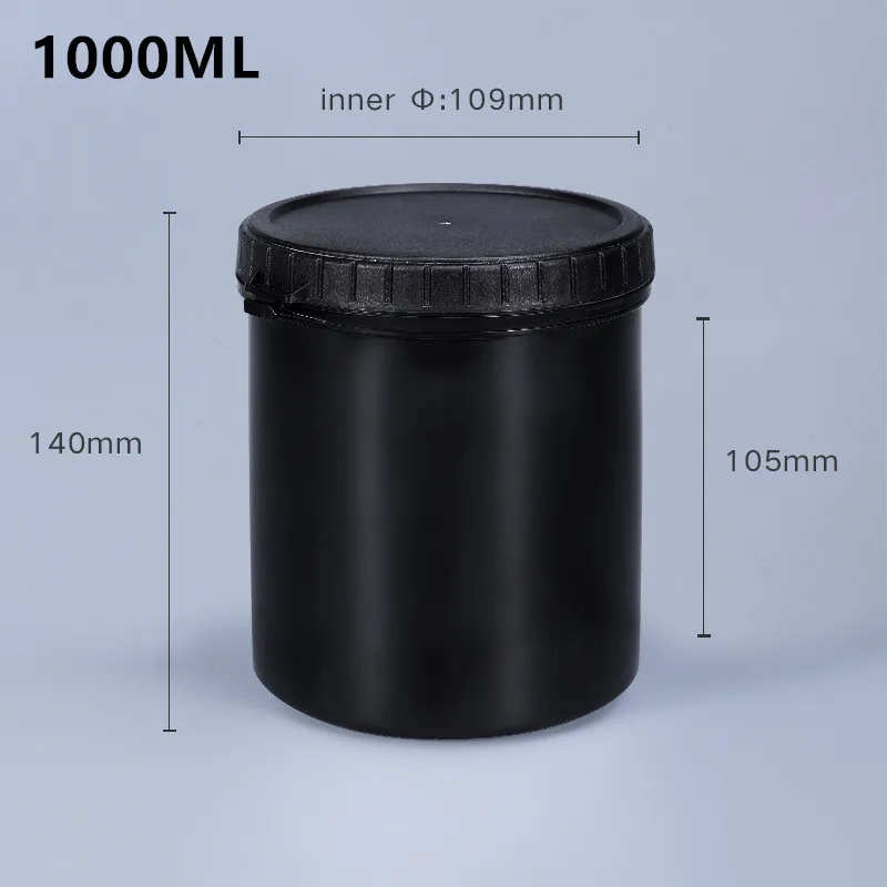 Lege 1000ml plastic potten met deksel voedselveilige bewaardoos luchtdichte verpakking fles 1 st.: 1l zwarte a
