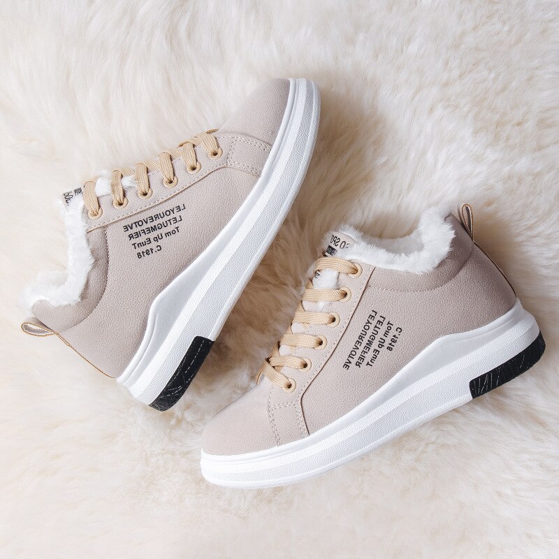 Winter damesschoenen warme bont pluche dames casual schoenen veterschoenen sneakers dames platform