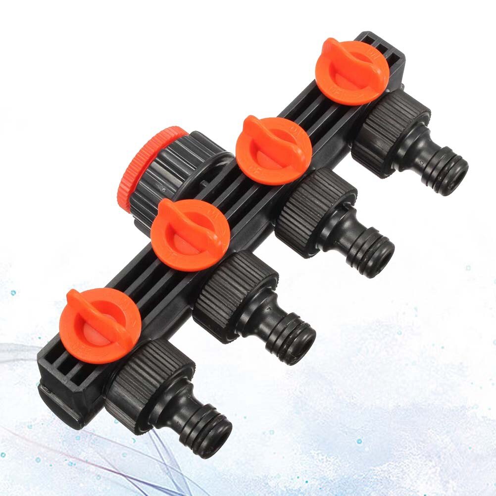 WINOMO Garden Hose Quick Connector 4 Outlets Plastic Water Pipes Connector for Garden (Black and Jacinth)