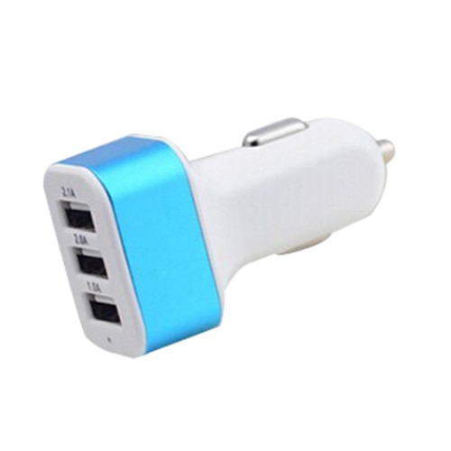 Universele 5V 2.1A Usb Dc Auto-oplader Voor Iphone Sam-Sung H T C 3 Poort Blauw