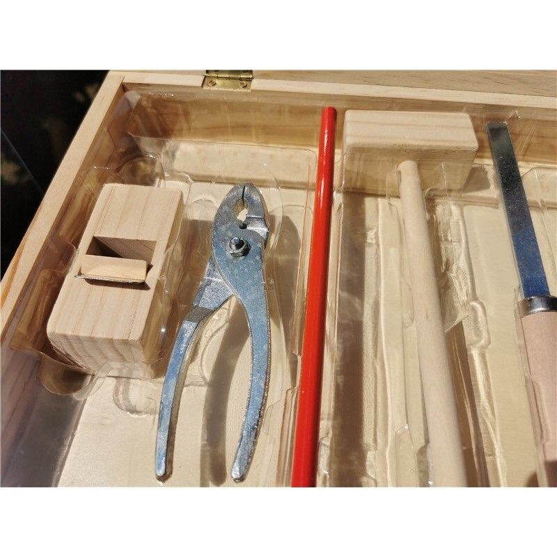 Boîte de menuisier en bois pour enfants, jouet pour faire semblant, jeu d&#39;outils en bois, marteau tournevis, apprentissage de compétences manuel