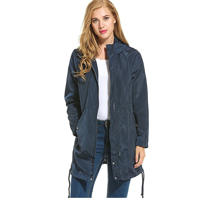 Trenchcoat for kvinner vår høst vindtett vanntett regnfrakk plus size hette vindjakke dameoverdeler ioqrcjvh 481