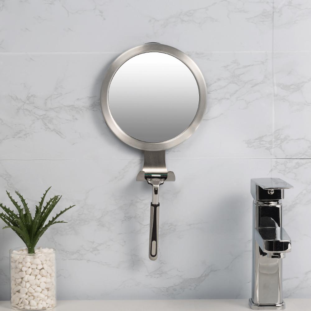 Stainless Steel Anti Fog Shower Mirror Bathroom Shaving Mirror wall Vanity Makeup Mirror Bathroom Supplies With Suction Cup Hoo