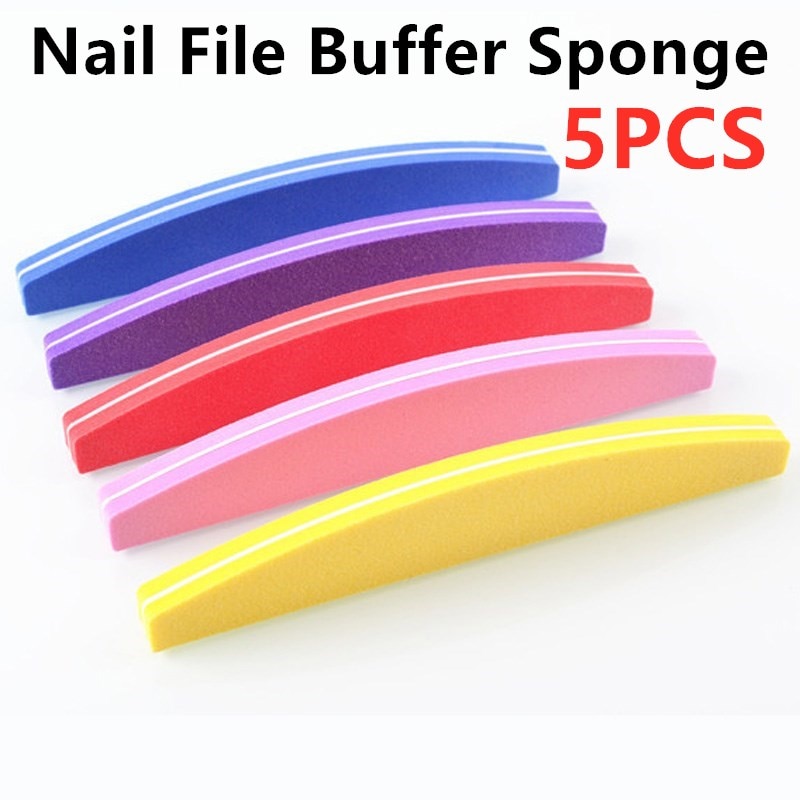 5 Stks/partij Nuttig Nail File Buffer Spons 100/180 Schuren Wasbare Nagellak Blokken Voor Uv Gel Pedicure Manicure Care Tools