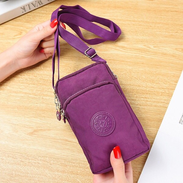 Lady Purses Zipper Coin Purse Women Canvas Fabric Wallets Clutch Woman Wallet Cards ID Holder Moneybag Pocket Bag: Dark Purple