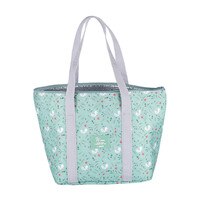 Bloemen Printing Thermische Geïsoleerde Lunch Tas Pvc Waterdichte Vrouwen Meisjes Draagbare Carry Tote Koeler Lunchbox Geïsoleerde Tas: Green