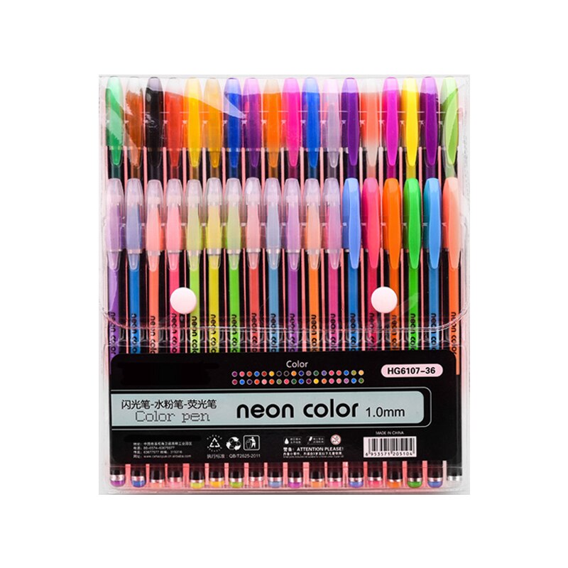 Ensemble de stylos à Gel 12/24/48 couleurs, à paillettes, pour l'école, le bureau, pour livres de coloriage pour adultes, journaux, dessin, marqueurs d'art: 36 Colors