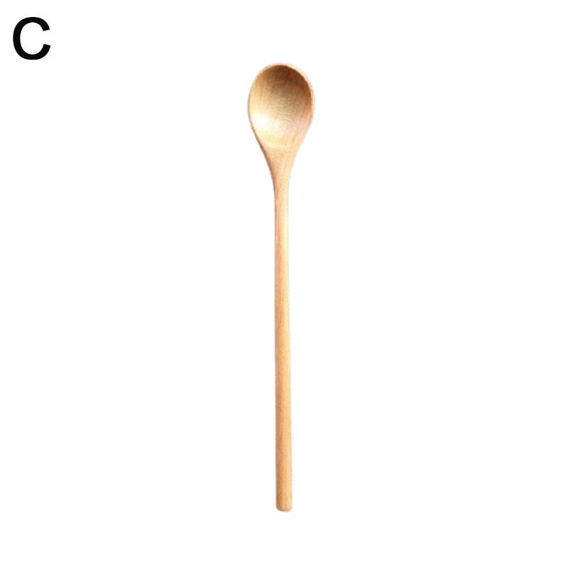 Japanese Style Wooden Soup Spoon With Long Straight For Picnic Handle Spoon Sauce Carry And Easy And To Mouth Suitable Wide T2B3: C