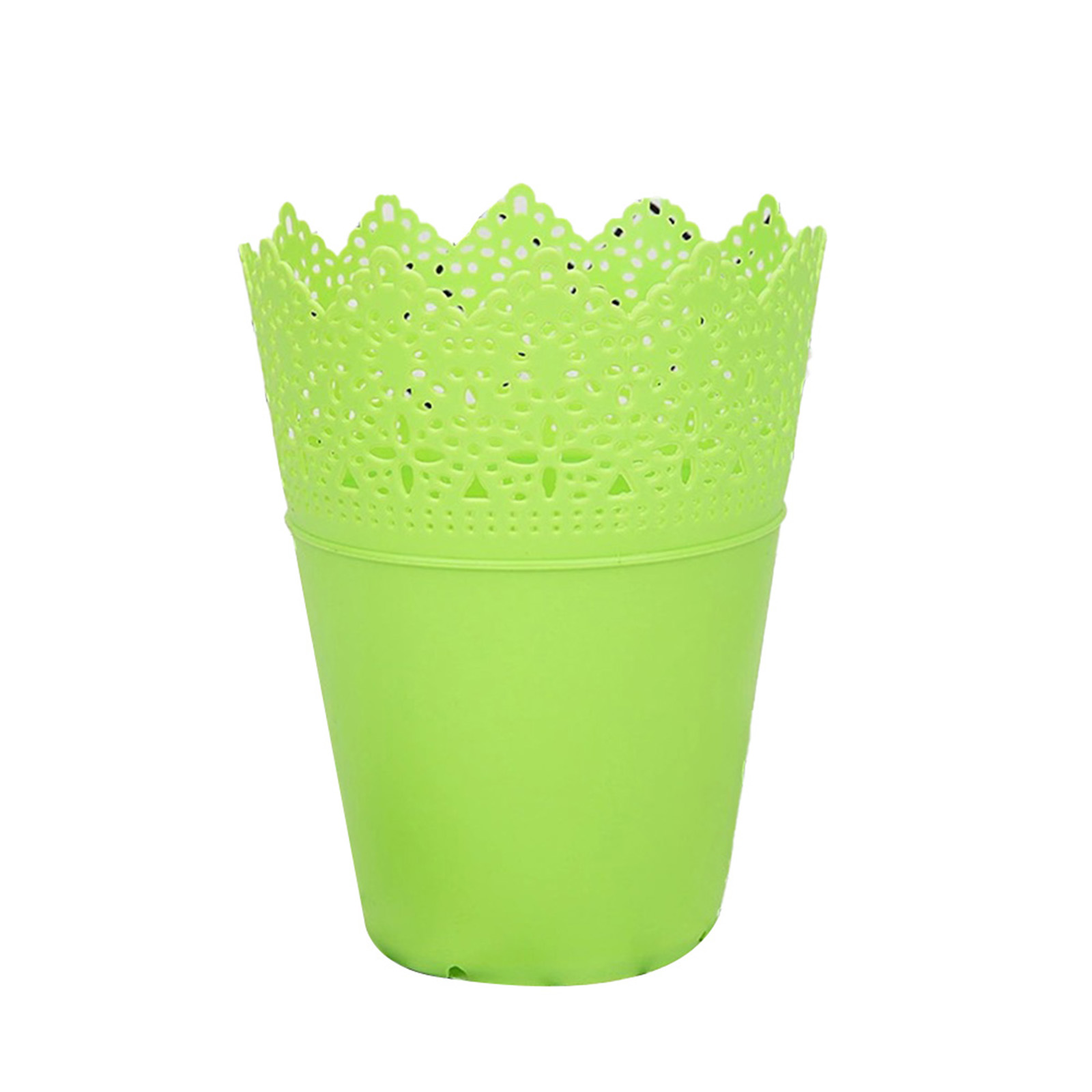Pot de fleur en plastique creux, Pots de pépinière, Pots de démarrage de graines, porte-fleurs, couronne en dentelle, Vase de fleur percé, rangement: WHITE