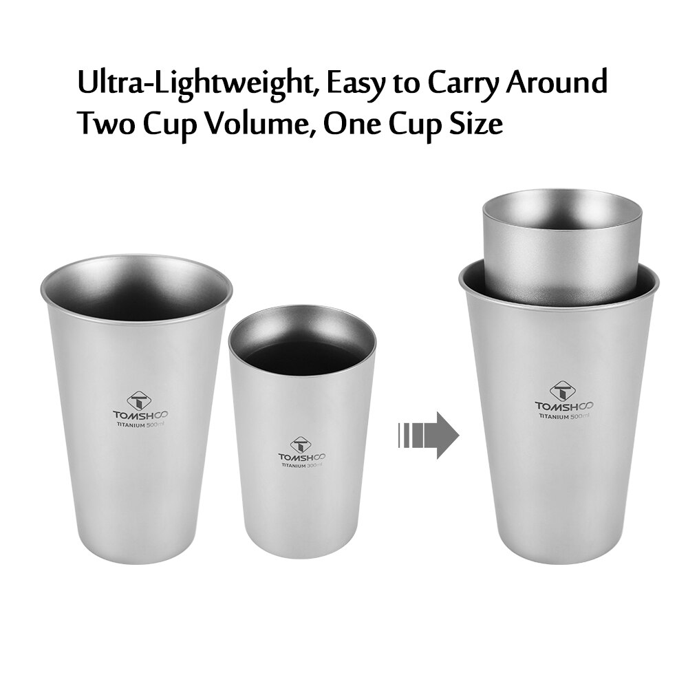 TOMSHOO Titanium Cup Single-Wall Beer Cup 17oz 500ml Ultralight Water Cup Coffee Tea Mug Tableware Camping Cup For BBQ Picnic