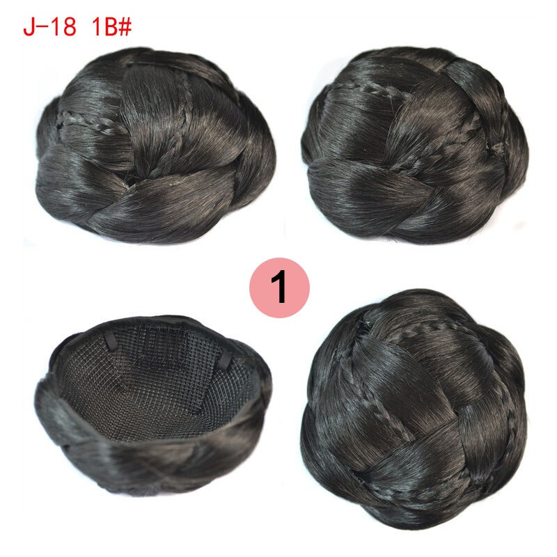 Jeedou Synthetic Braided CHignon Updos Hair Bun For Women Hairpieces: 1B