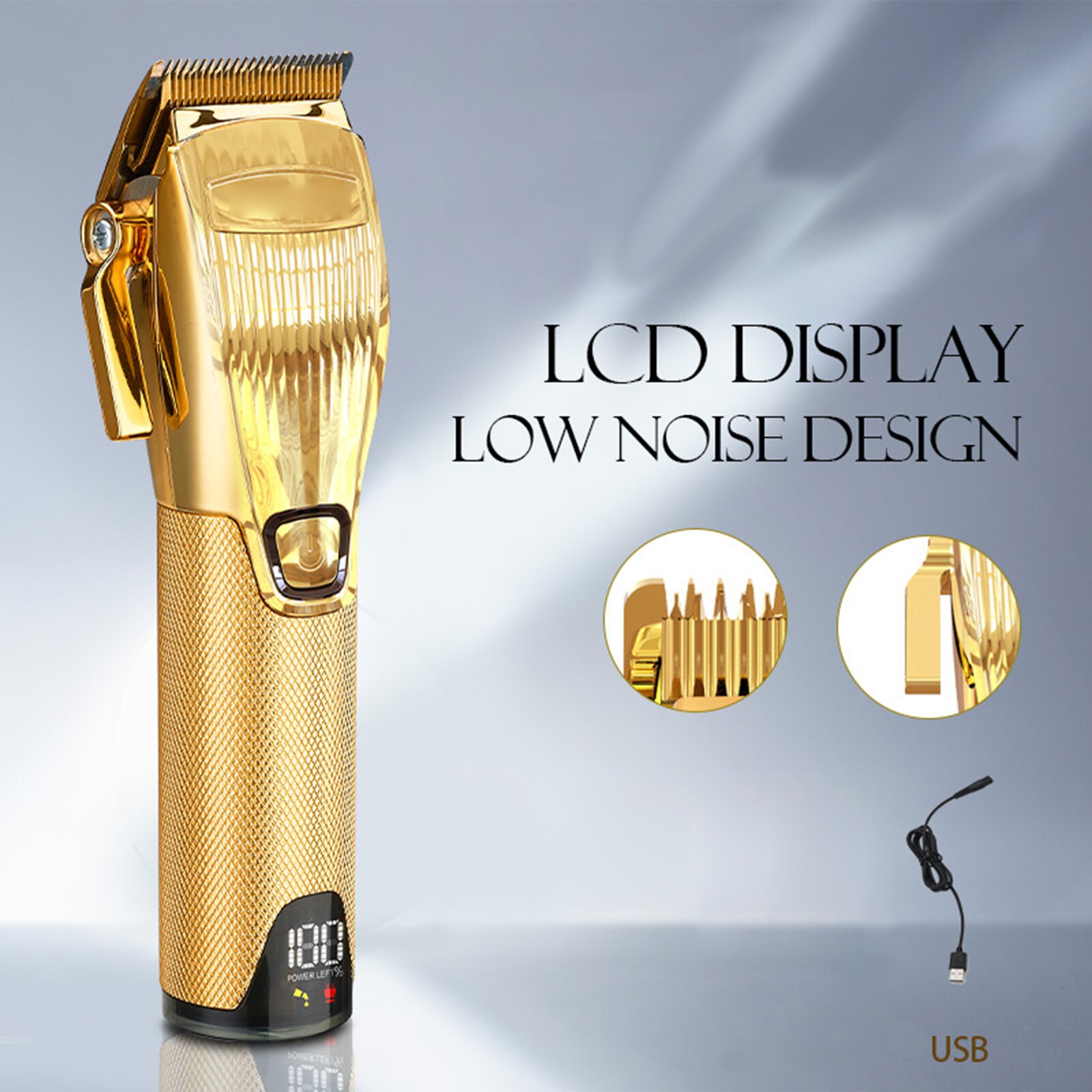 Cordless Hair Clipper for Men Hair Haircutting Hair Grooming Kit with LCD Display Screen Rechargeable Hair Trimmer Barber Tool