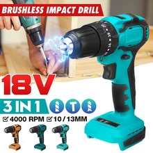 2 Speed 13mm 90Nm Brushless Impact Electric Drill Electric Screwdriver Cordless Drill Power Tools for Makita 18V Battery