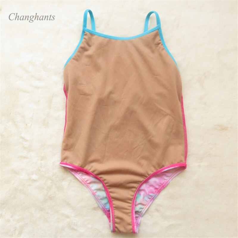 Kids Sling Swimsuit Girls One Piece Swimwear 4-14 Y Children Pink Bathing Suit Teen Swimming Pool Sandy Beachwear