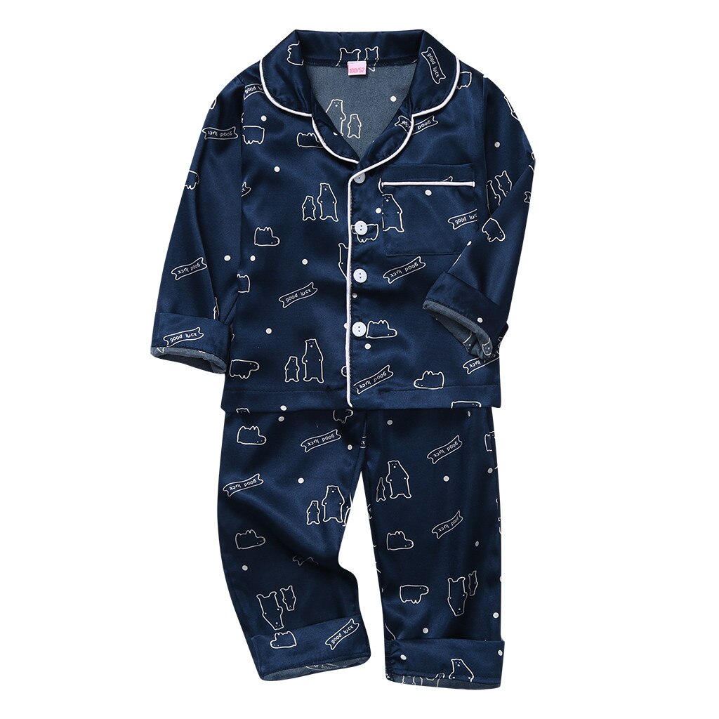 Peuter Kids Baby Jongens Meisjes Cartoon Animal Tops + Broek Pyjama Nachtkleding Outfits Animal Pyjama Baby Kleding Nachtkleding Set: Navy / 110