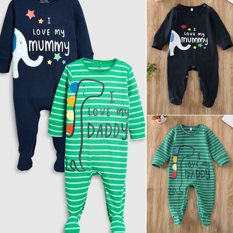 Baby Boy Nachtkleding Gestreepte Gewaden Unisex Pasgeboren Baby Baby Jongen Kids Knit Romper Jumpsuit Bodysuit Kleding Outfits 0-6 maanden