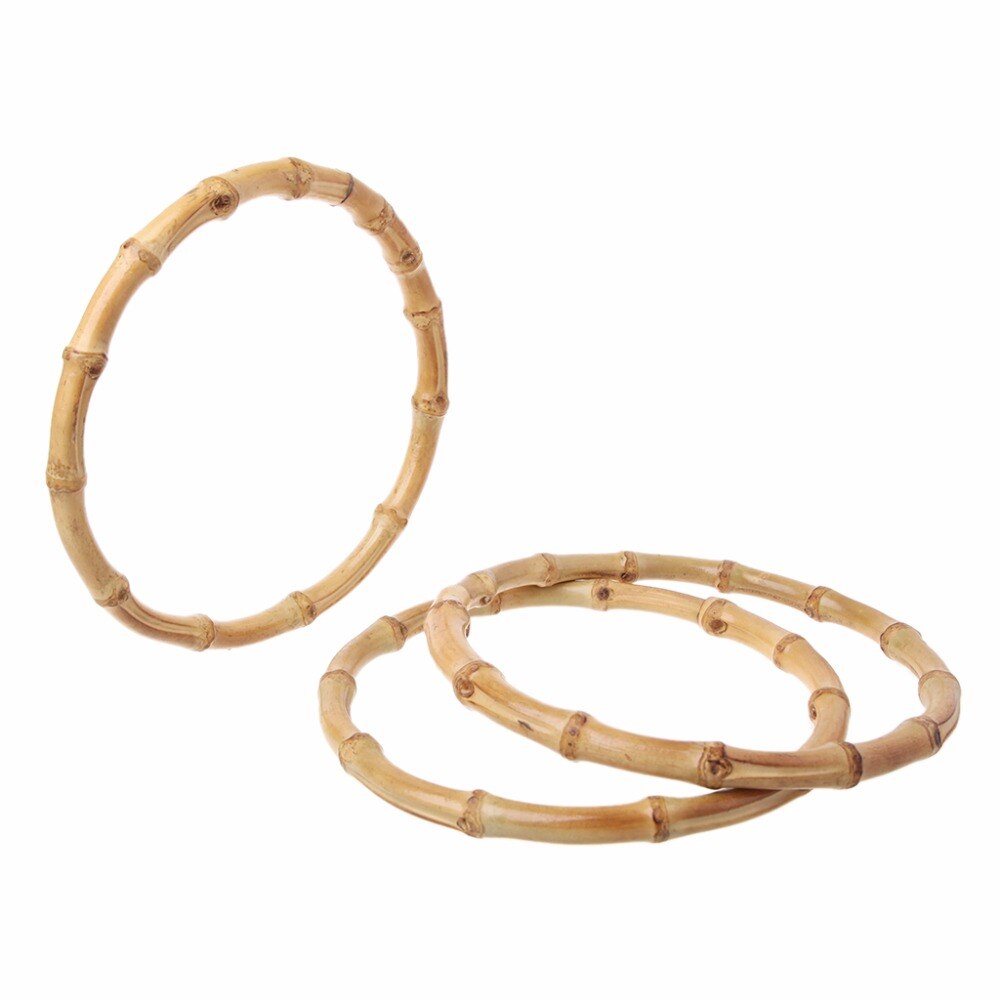 THINKTHENDO 1 x Round Bamboo Bag Handle for Handcrafted Handbag DIY Bags Accessories Good 15x15cm