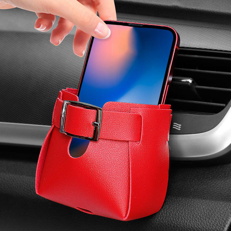 Auto-opbergtas Ontluchter Dashboard Netjes Hangende lederen organizer Box Bril Telefoonhouder Organizer Auto-accessoires
