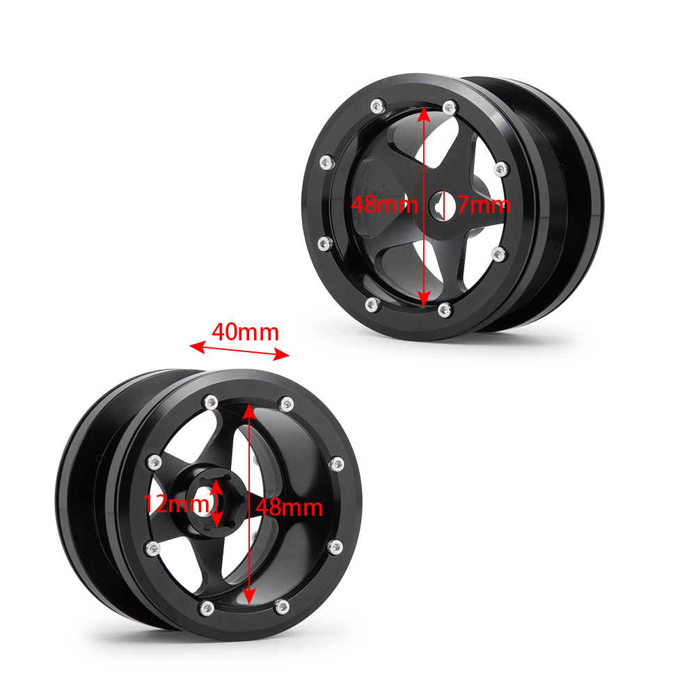AXSPEED RC Car Wheels - 2.2 Inch Aluminum Alloy Beadlock Wheels Set for 1/10 RC Axial Wraith, TRX-4 - 40mm Width