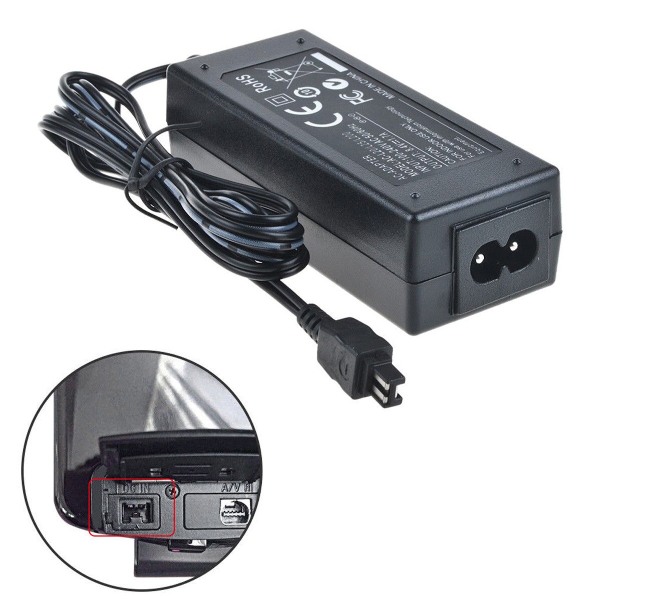 AC Adapter Power Supply for Sony HDR-TD10, HDR-TD10E, HDR-TD20V, HDR-TD20VE, HDR-TD30, HDR-TD30V, HDR-TD30VE Handycam Camcorder