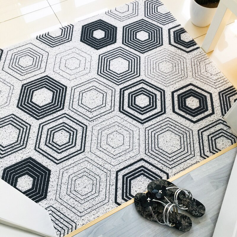 Geometric polygon printed pvc door mat home entrance dust-proof anti-slip carpet floor kitchen bathroom rug washable can be cut