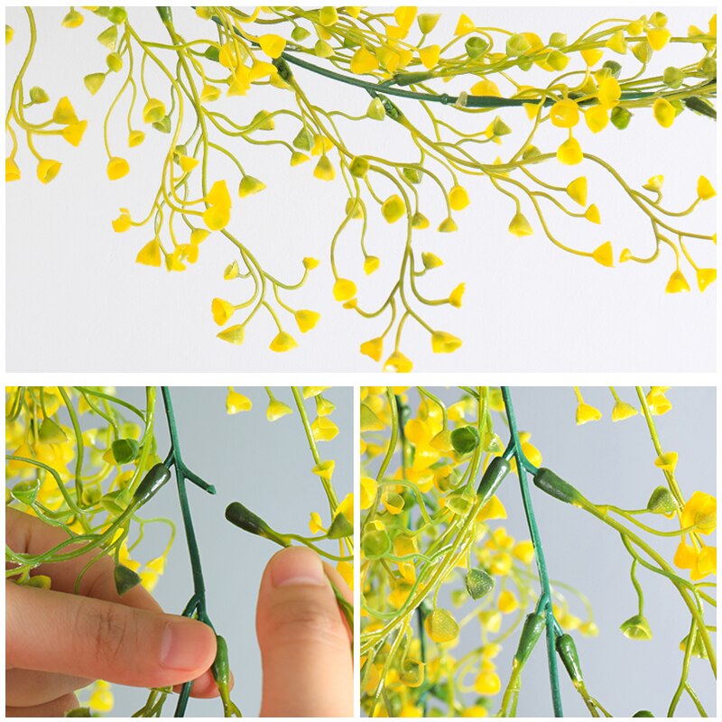 2PCS Artificial Hanging Plants Gypsophila 120CM PP Plant Greenery Green Leafs wall decor bathroom accessories