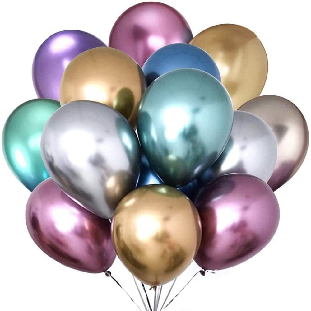 Globos cromados multicolores de 12 pulgadas, 100 Uds., globos metálicos perlados, látex decoración en metálico de colores vivos para bodas, cumpleaños, bebés
