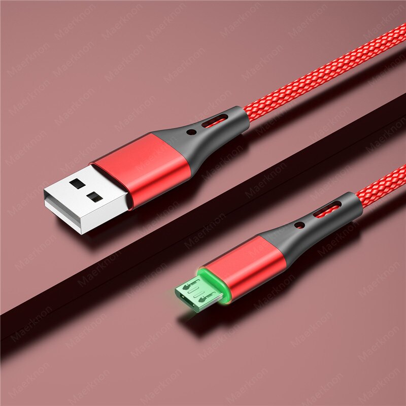 3A Mikro USB Kabel 0,5 m/1m/2m LED Daten synchronisieren Schnelle Ladung Draht Für Samsung s7 Huawei Xiaomi Tablette Android praktisch Kabel: rot / 2m