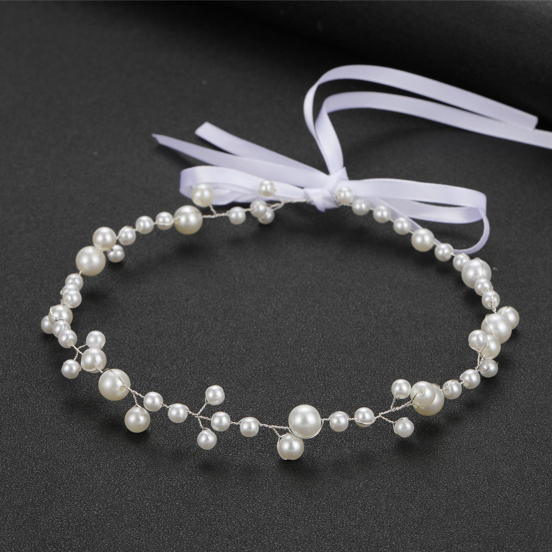 Diadema de perlas, diademas de red de cadena suave para novia, accesorios para el cabello de boda, tocado con cuentas de , joyería Noiva para mujer: Blue