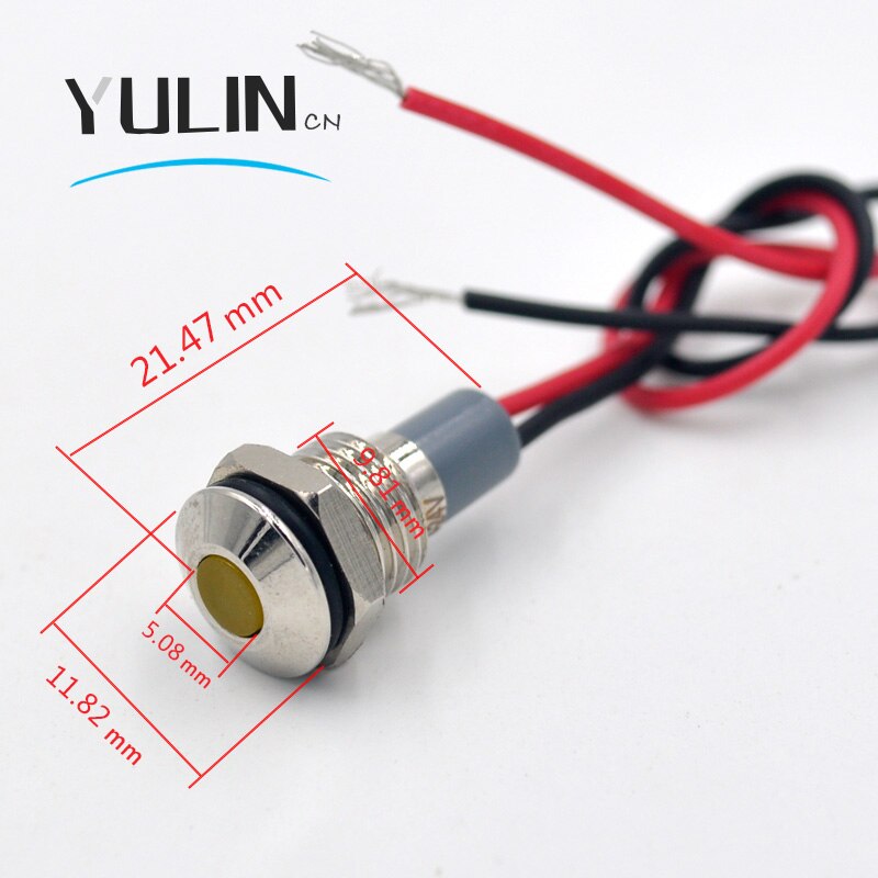 LED Metal Indicator Pilot Light – 6/8/10/12mm With 15cm Wire Leads (Multicolor)