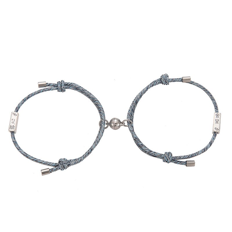 2Pcs/Set Alloy Couple Magnetic Attraction Ball Bracelet for Women Men Stainless Steel Friendship Bracelets Jewelry: 10