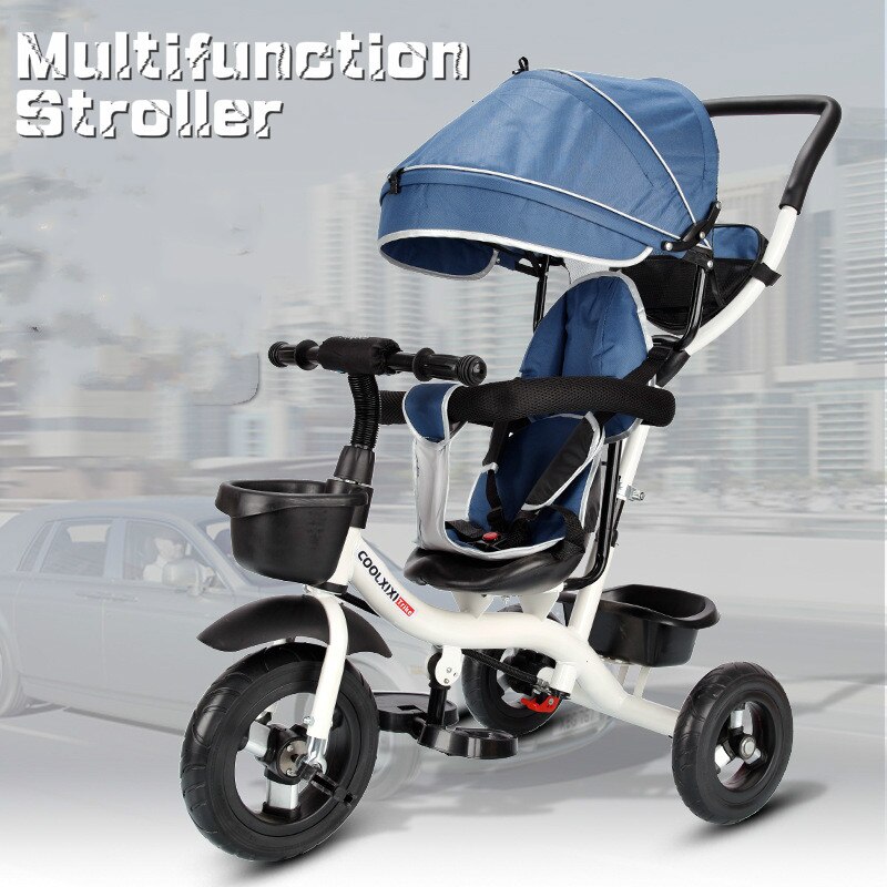 Multifunktion kid trike 3 in 1 baby trehjulet klapvogn 3 hjul cykel med gummihjul til småbørn drenge piger 7m - 6y