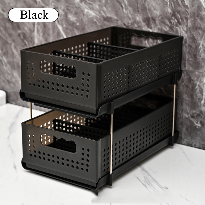 Double Draw Storage Rack Double-Layer Drawer-Style Storage Rack Under The S... – Vicedeal