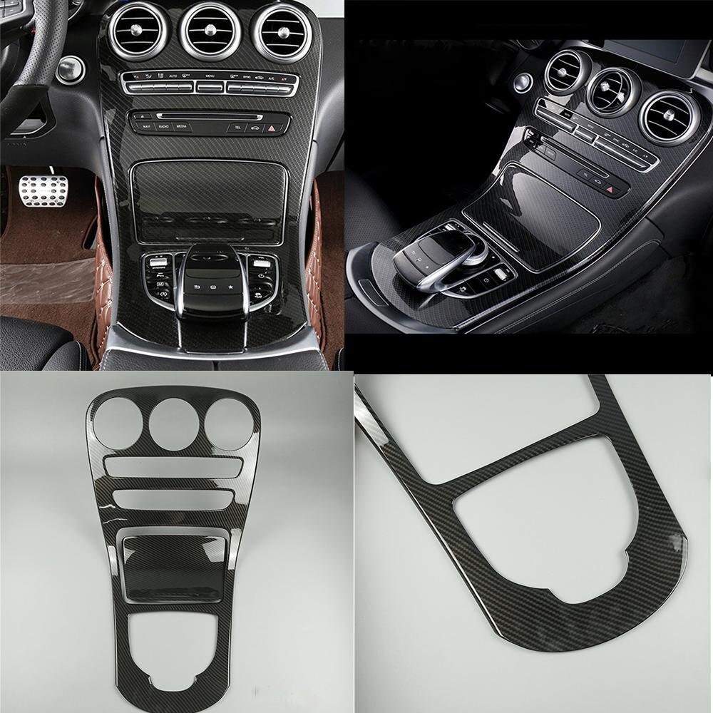 Garniture de couverture de décoration de panneau de Console centrale de voiture pour Mercedes Benz classe C W205 GLC X253 autocollant d'aspect de carbone ajouter sur