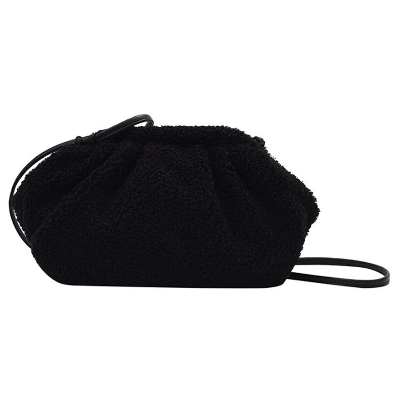 Damenhandtasche, kunstpelz-wolkentasche, Landstreicher-tasche, umhängetasche, damen-crossbody-tasche und handtaschen: Schwarz