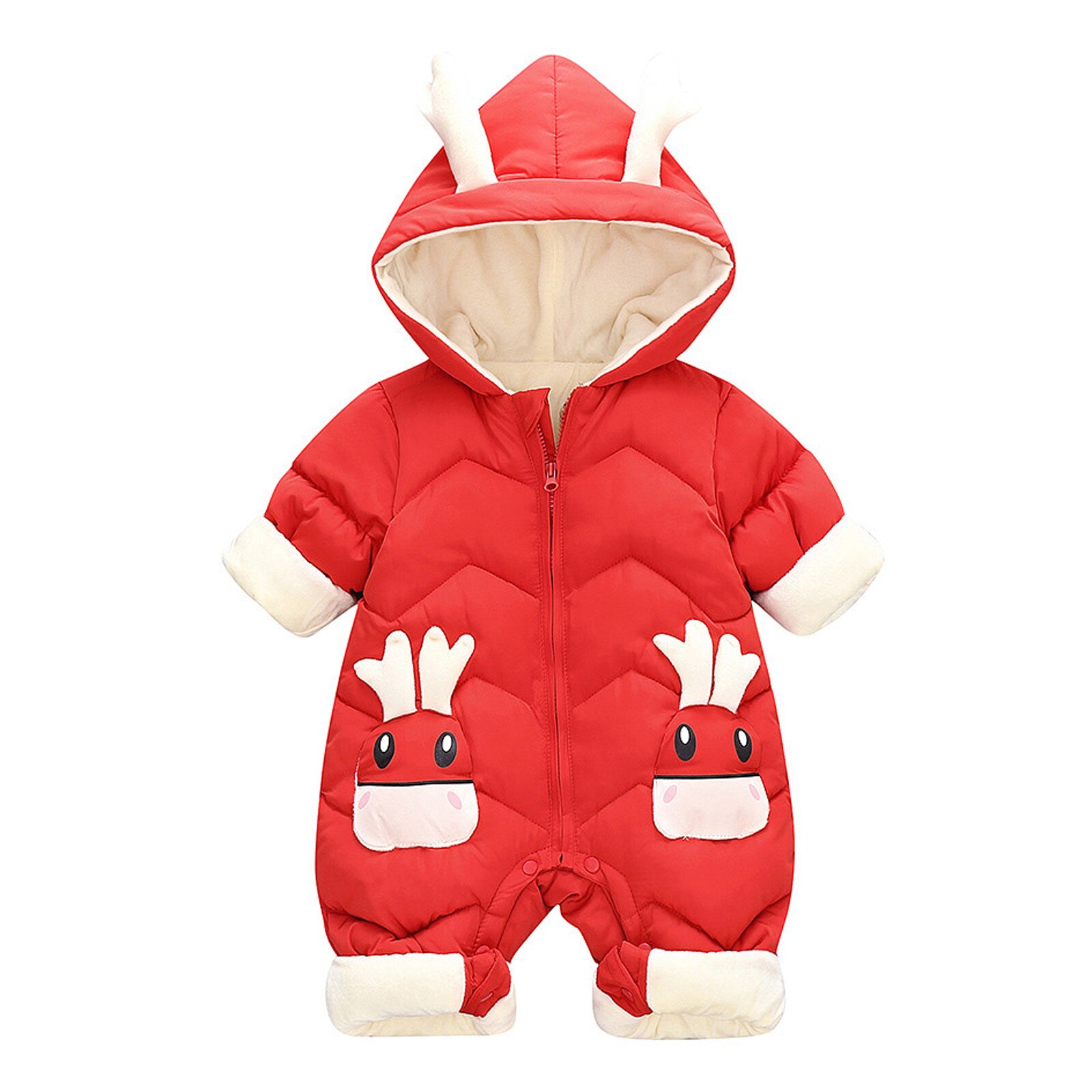 Pasgeboren Winter Romper 2022 Baby Snowsuit Plus Fluwelen Dikke Baby Jongens Jumpsuit Baby Meisjes Overalls Peuter Jas Kinderkleding: Red  / 6-12M