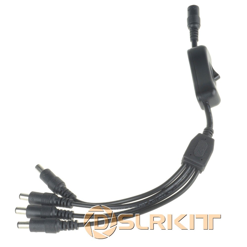 5.5X2.1 Mm 1:4 Splitter Dc Power Cable Cord 1 Vrouw Tot 4 Man Met 1 Schakelaar