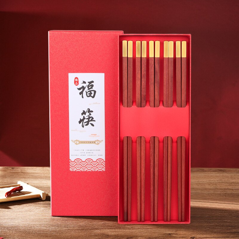 Natural Wood Wendge Chopsticks Cutlery Tableware Set Chinese Chopsticks Food Chopsticks Set Housewarming Box: Clear